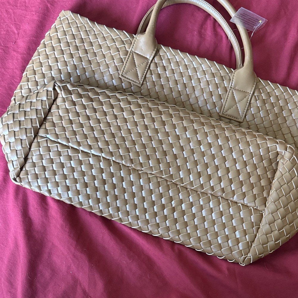 Anthropologie Tan Woven Tote Bag - Picture 6 of 7